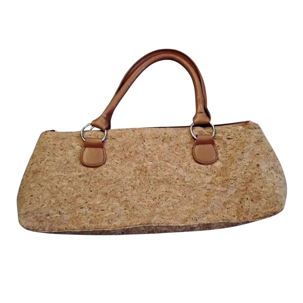 Primeware Insulated Wine Clutch Cork Exterior Brown Handles Bottle Carrier Bag
